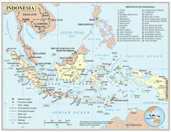 Large detailed political and administrative map of Indonesia with roads, major cities and airports.