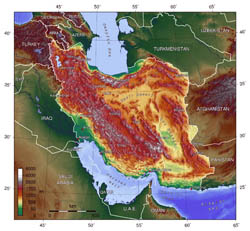 Detailed physical map of Iran.