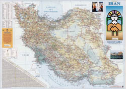 Large detailed guide map of Iran with all roads and cities.