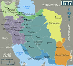Large regions map of Iran.