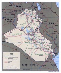Large political and administrative map of Iraq - 1999.