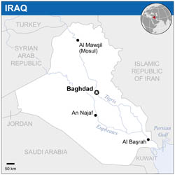 Large political map of Iraq.