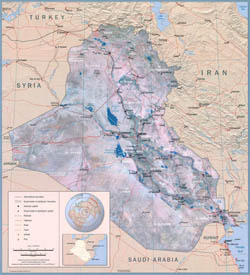Large scale political wall map of Iraq - 2003.