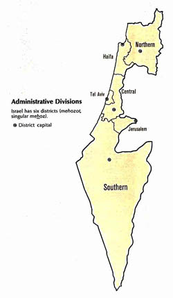 Administrative divisions map of Israel.