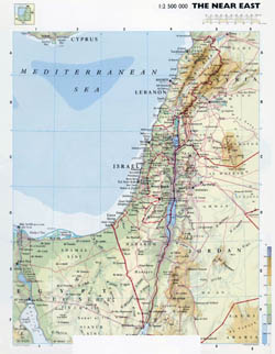 Large detailed physical map of Israel.