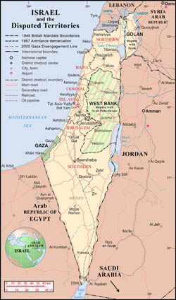 Large detailed political and administrative map of Israel with disputed territories.