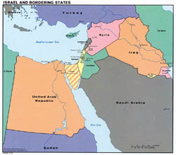 Large map of Israel and Bordering States - 1970.