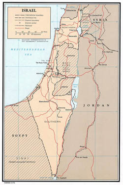 Large political and administrative map of Israel - 1972.