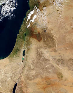 Large satellite map of Israel.