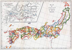 Large detailed old administrative map of Japan in english.