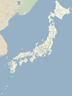 Large detailed road map of Japan in japanese.