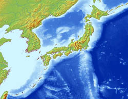 Large relief map of Japan.