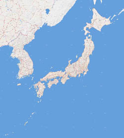 Large scale road map of Japan with relief and all cities.