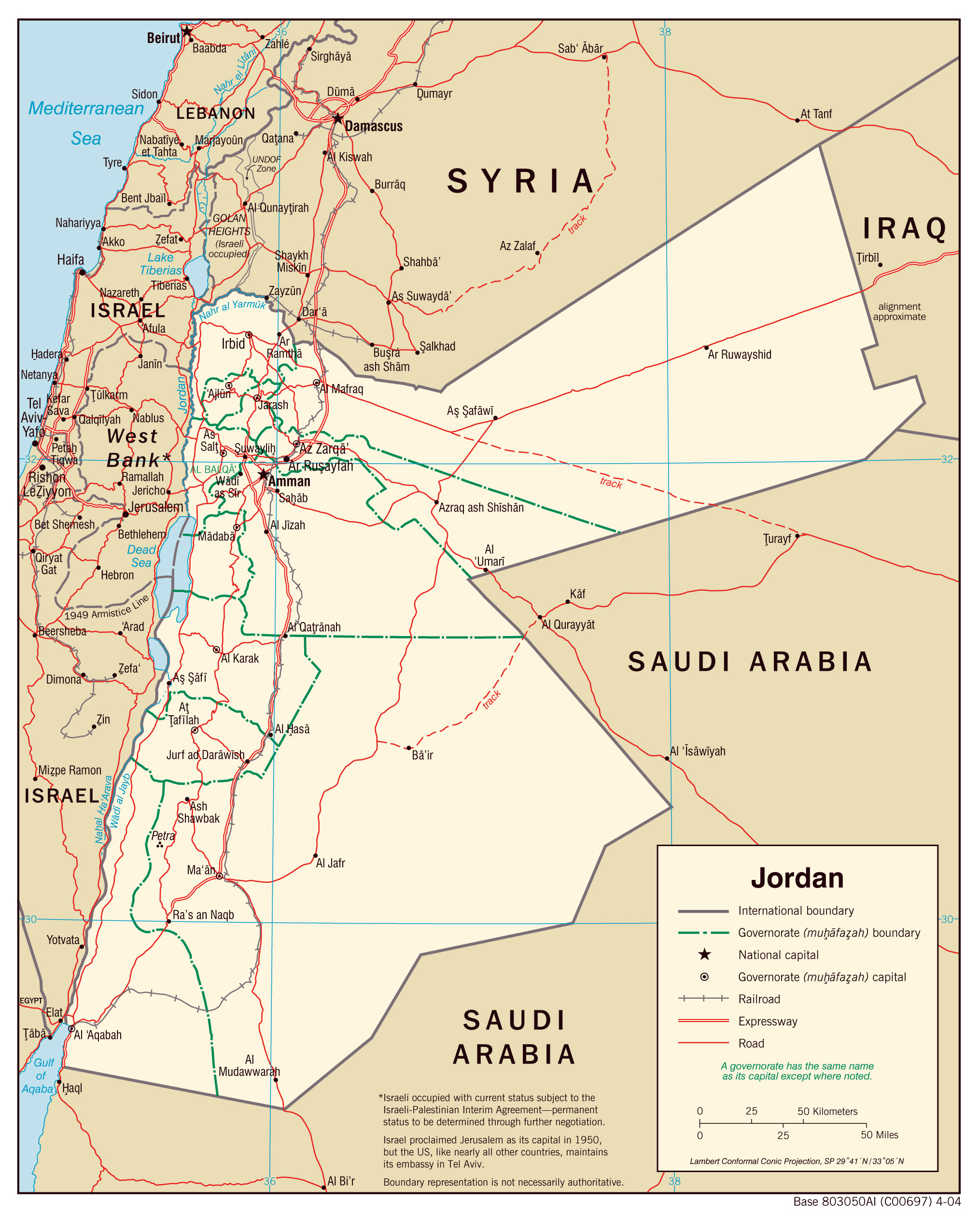 cities in jordan map