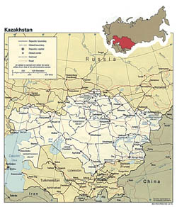 Detailed political and administrative map of Kazakhstan - 1991.