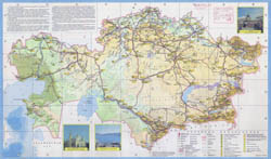 Large detailed tourist map of Kazakhstan in russian.