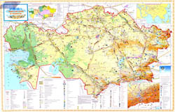 Large detailed tourist map of Kazakhstan.