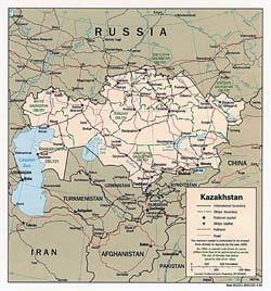 Large political and administrative map of Kazakhstan - 1994.