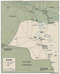 Detailed political map of Kuwait - 1991.