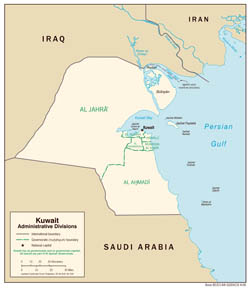 Large detailed administrative divisions map of Kuwait - 2006.
