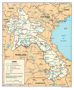 Large political and administrative map of Laos - 2003.