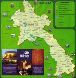 Large tourist map of Laos.