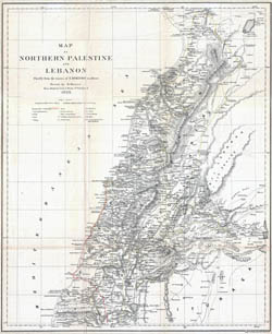 Large old map of Northern Palestine and Lebanon - 1856.