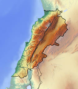 Large relief map of Lebanon.