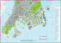 Large hotels and casinos map of central part of Macau.