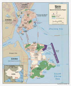 Large political map of Macau with roads - 2008.