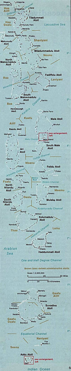 Detailed map of Maldives - 1976.