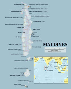 Detailed political map of Maldives.