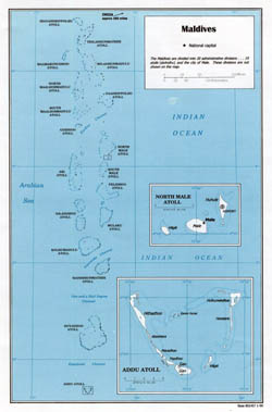 Large political map of Maldives - 1999.