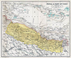 Large old map of Nepal - 1907-1909.