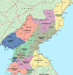 Large administrative map of North Korea.