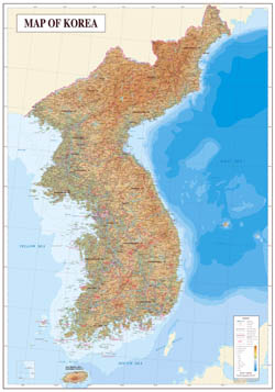 Large detailed topography and geology map of Korea.