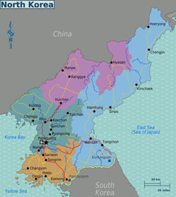 Large regions map of North Korea.