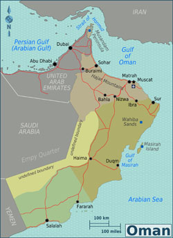 Large regions map of Oman.