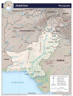 Large detailed physiography map of Pakistan - 2010.