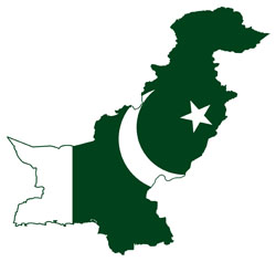 Large flag map of Pakistan.