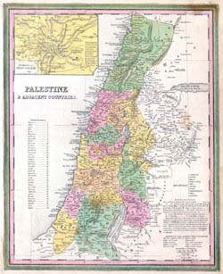 Large detailed old map of Palestine and adjacent countries - 1836.