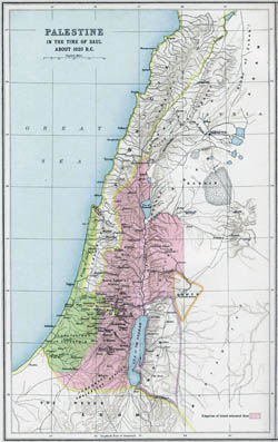 Large old map of Palestine - 1020 BC.
