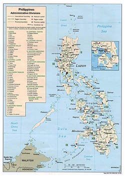 Large administrative divisions map of Philippines - 1993.
