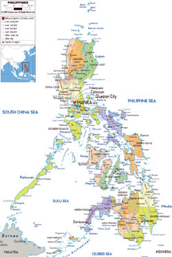 Large political and administrative map of Philippines with roads, cities and airports.