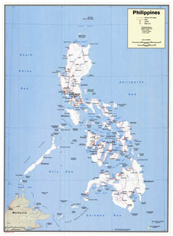 Large scale detailed political map of Philippines with roads, cities, seaports and airports - 1973.