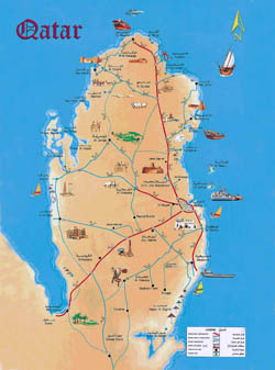 Large detailed tourist map of Qatar.