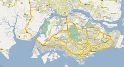 Detailed road map of Singapore.