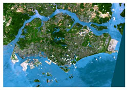 Detailed satellite map of Singapore.