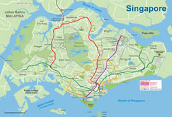 Large detailed MRT and LRT map of Singapore.