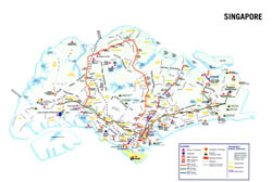 Large detailed tourist map of Singapore.